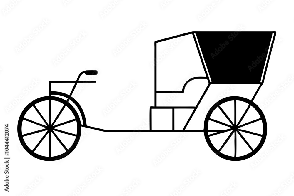 Wall mural rickshaw on street | isolated vector silhouette illustration on white background