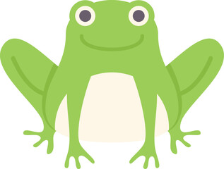Obraz premium Cartoon illustration of a happy green smiling frog sitting and looking forward