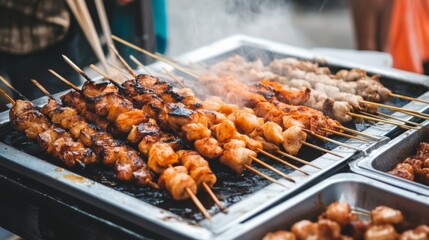 Outdoor Food Festival with Bright High Contrast Lighting
