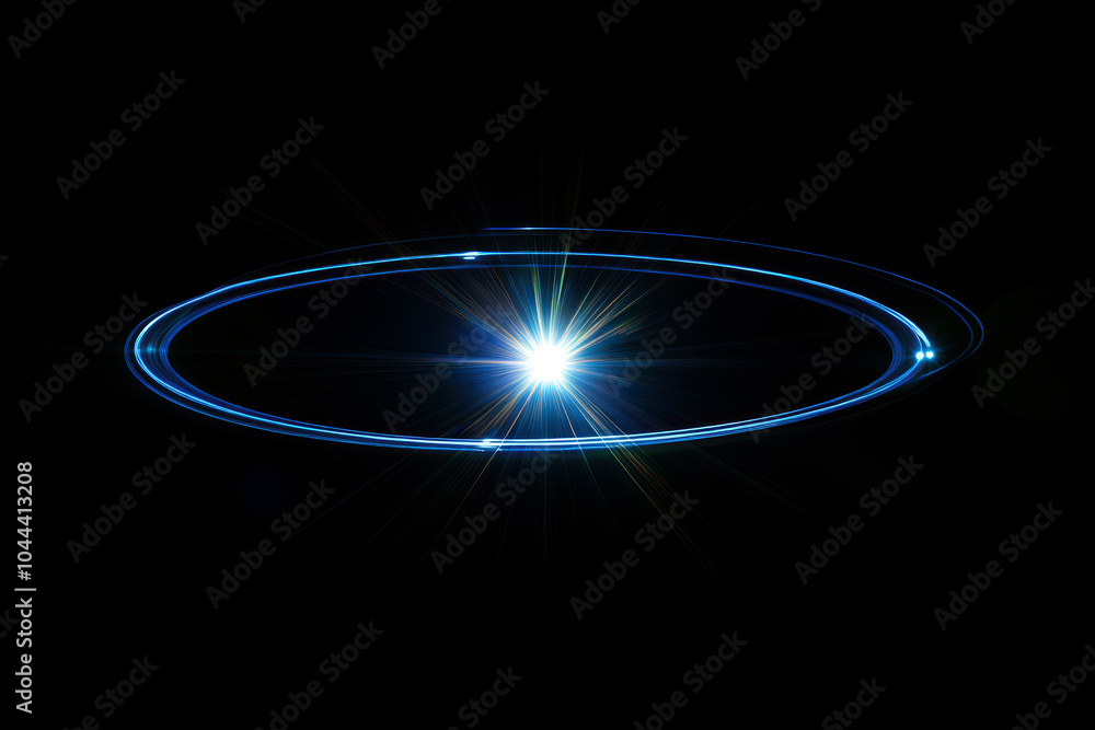Poster beautiful blue lens flare effect overlay texture with bokeh effect and anamorphic light streak in fr