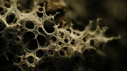 Ancient microbes under microscope reveal intricate cellular structures, showcasing their mysterious and ancient nature, ideal for scientific and educational content.