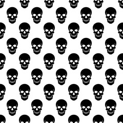 Seamless and timeless design featuring skulls in a sophisticated black and white contrast, creating a unique and impactful pattern ideal for various creative applications.