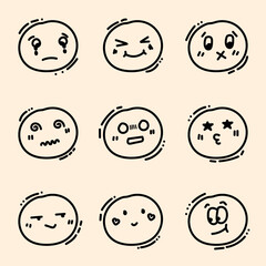 set of line emoticon icon vector design