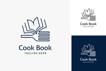 Book and fork for cook book logo design
