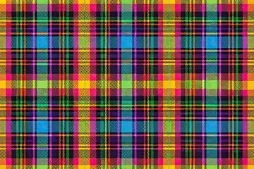 Obraz premium reflected seamless pattern of tartan plaid with bold neon colors
