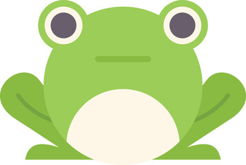 Cute green frog relaxing with big eyes cartoon illustration