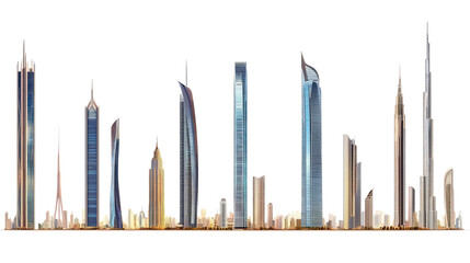 Vibrant Collection of Modern Skyscrapers in Dynamic City Skylines Generative AI