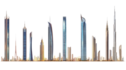 Vibrant Collection of Modern Skyscrapers in Dynamic City Skylines Generative AI