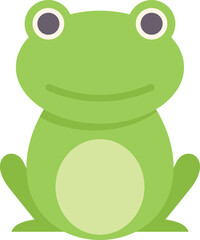 Friendly cartoon frog smiling and sitting down