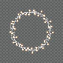 Colorful Christmas Lights Garland Circle for Holiday Decoration Vector