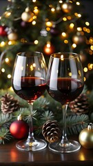 champagne and christmas tree