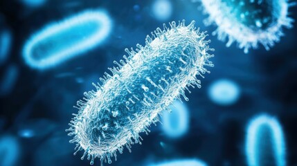 Fototapeta premium Ancient microbes under microscope reveal intricate cellular structures, showcasing their mysterious and ancient nature, ideal for scientific and educational content.