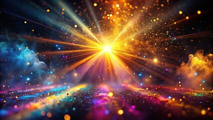 Fototapeta premium Brilliant rays of ethereal dust illuminate a shadowy background, beautifully captured in high-definition 4K footage, ideal for enriching visual projects with mesmerizing effects.