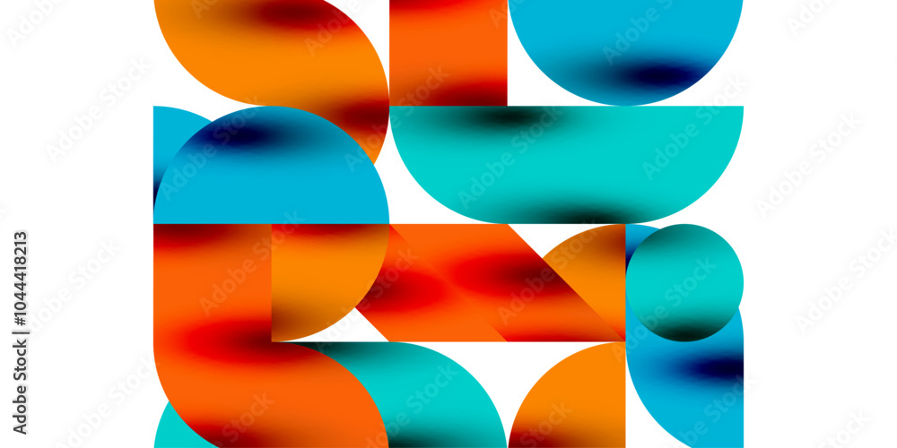 Poster Tech minimal circular shapes geometric art. Vector modern circles