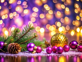 Fototapeta premium Celebrate with vibrant purple bokeh lights, perfect for festive occasions and seasonal decor inspiration, creating a magical atmosphere that enhances every celebration beautifully.