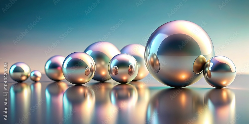Aufkleber reflective spheres and abstract shapes in a minimal and soft color palette