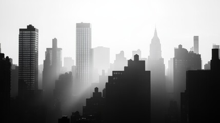 Naklejka premium High Contrast Skyline with Subtle Lighting Effects