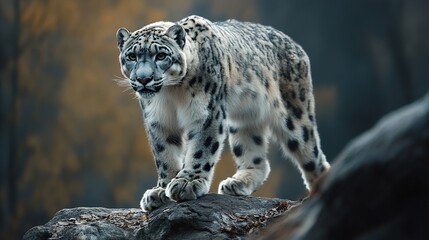 Obraz premium Snow Leopard: Majestic Predator in its Mountain Habitat