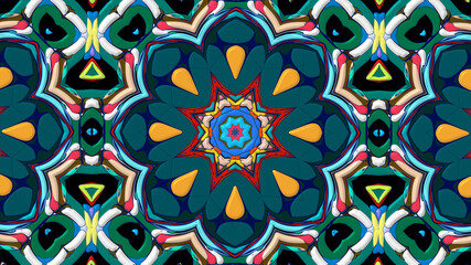 Abstract colorful psychedelic mandala kaleidoscope background pattern for a summer music festival