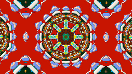 Abstract colorful psychedelic mandala kaleidoscope background pattern for a summer music festival