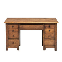 Rustic Wooden Desk with Multiple Drawers , transparent background