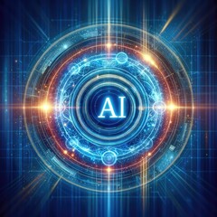 Obraz premium Futuristic AI Vortex: Glowing Blue Digital Visualization Representing Artificial Intelligence, Neural Networks, Machine Learning, and Dynamic Data Flow in a High-Tech Design