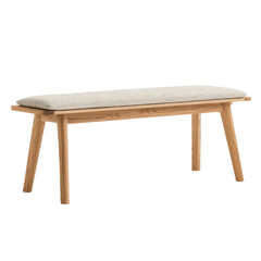 Fototapeta premium Modern Wooden Bench with Soft Cushion Seating