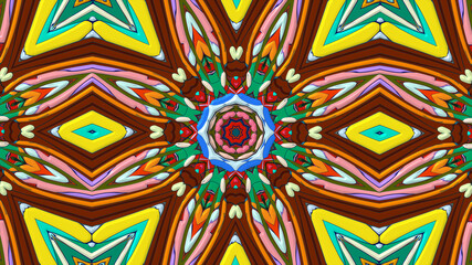 Abstract colorful psychedelic mandala kaleidoscope background pattern for a summer music festival