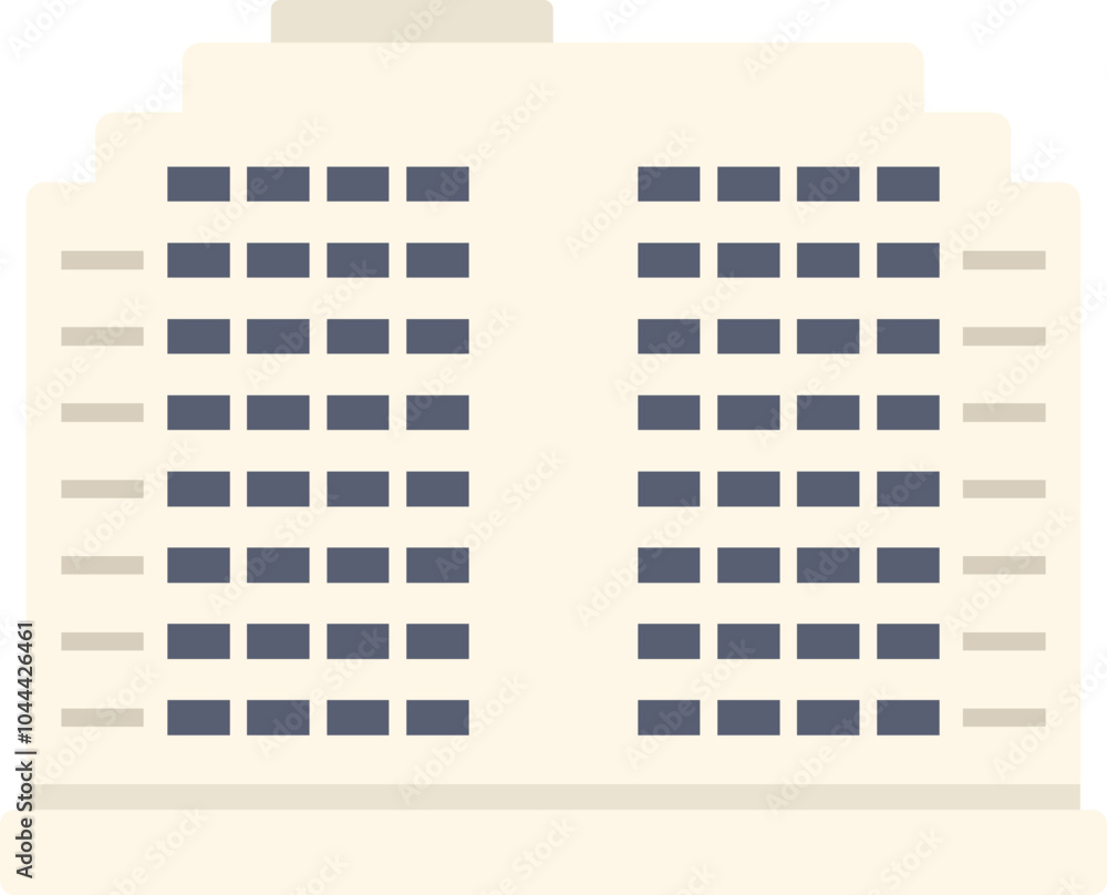 Poster minimalist illustration of a modern building featuring a simple design with clean lines and geometri