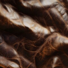 Seamless Texture of Distressed and Aged Leather in Warm Brown Tones with Intricate Grains and Patterns