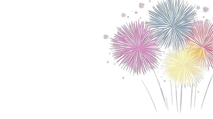 Fototapeta premium view of colorful fireworks exploding transparant background