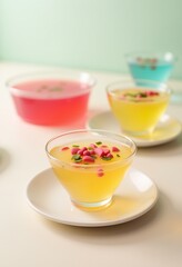Vibrant Jelly Desserts: A Colorful Feast for the Eyes on a Light Background