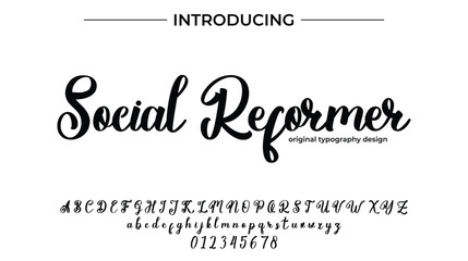 Social Reformer Font Stylish brush painted an uppercase vector letters, alphabet, typeface