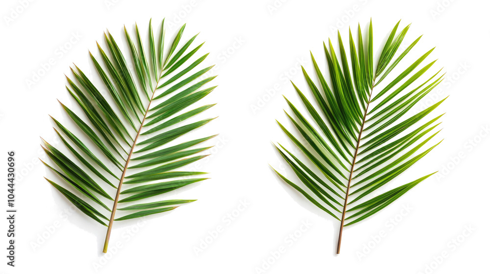 Poster cut out palm leaves set isolated on transparent background generative ai