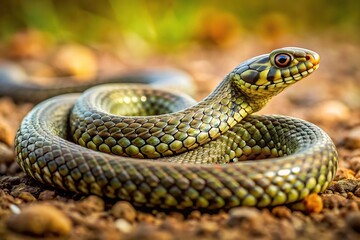 Obraz premium Reptile sunbathing motionless on rocks