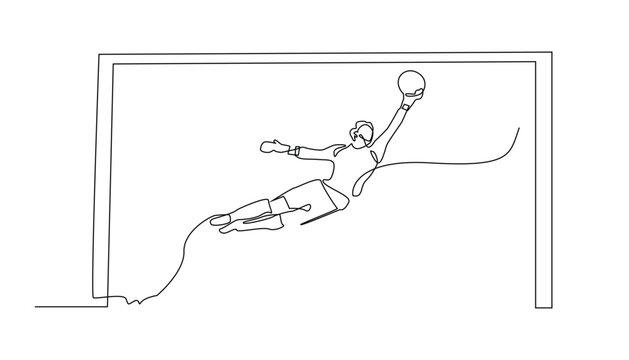 soccer goalkeeper diving for ball, line art clip art preview