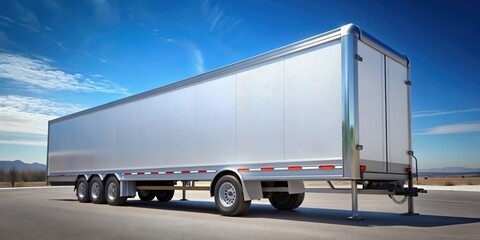 A detailed description A remorque or trailer designed for transporting goods or equipment, attached to a vehicle, transport, hitch