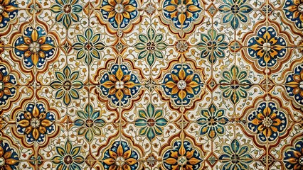 Retro pattern on tile wall in luxury resort extreme close-up