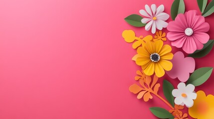 Obraz premium Paper Flower Bouquet on Pink Background