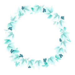 Fototapeta premium ナチュラルな葉っぱと木の実の丸いフレーム ( ベクター 背景 フレーム 枠 囲み枠 装飾 境界 飾り枠 エコ リラックス イラスト コピースペース 文字なし )