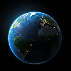 Fototapeta premium Earth, a blue marble suspended in the vast cosmic ocean, illuminated by the distant sun