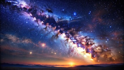 Obraz premium Deep space night sky filled with twinkling stars in the Milky Way galaxy, deep space, universe, Milky Way, night sky