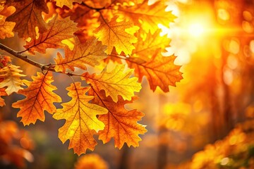 Nature's canvas ablaze with golden oak leaves.