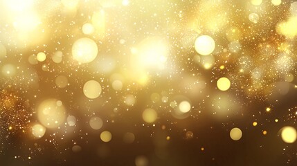 Obraz premium Golden Bokeh Christmas Lights with Sparkles and Glowing OrangesGolden Bokeh Christmas Lights with Sparkles and Glowing Oranges