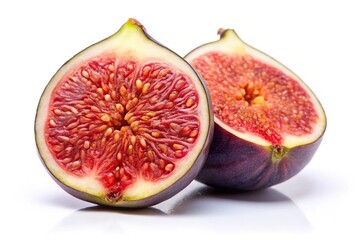 Ripe fig sliced on white background