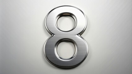 rendering of a metallic number 8 symbol with a glossy finish, digit, numeral, shiny, metallic,render, eight, symbol, shape