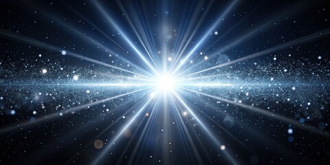 Fototapeta premium Radiant white rays illuminate a black canvas, while floating dust particles enhance the dramatic 4K atmosphere, creating an awe-inspiring visual experience that mesmerizes all.