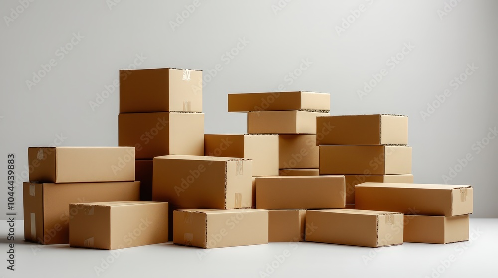 Poster stacked paperboard boxes in a minimalist setting