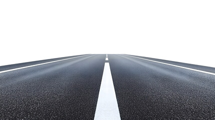 Two lanes road on a white and transparent background.