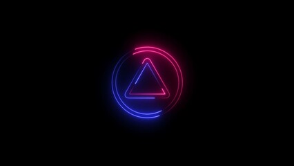 Video, audio neon play button icon  glowing play button . Press to play. Start button sign .Neon glowing play button.